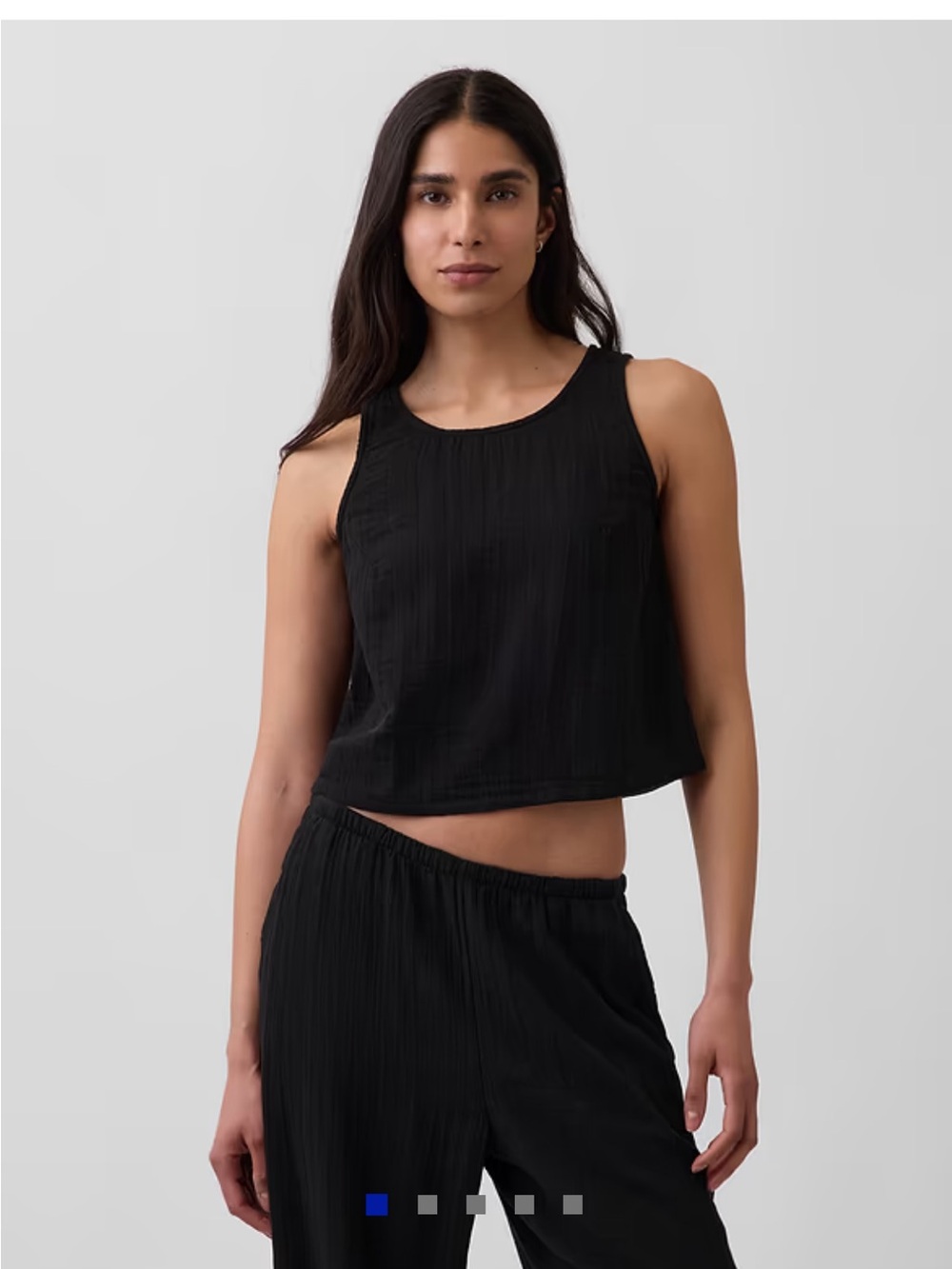 Sleeveless Black Gauze Crop Top - Gap